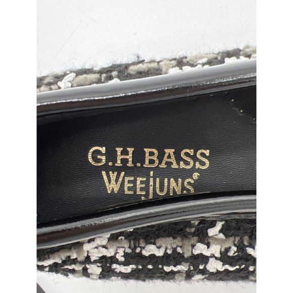 G.H. Bass Womens Weejuns Black & White Tweed Loafers With Patent Leather Accent - Picture 10 of 12